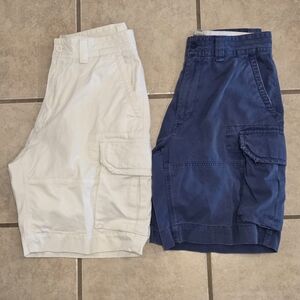 Polo by Ralph Lauren Men's Cargo Shorts Bundle - Blue And White Size 32